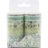 10'lu Yeşil Botanik Temalı Washi Tape Seti Dekoratif Yaprak Desenli Maskeleme Bandı Seti