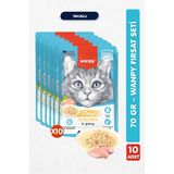 10lu Yetişkin Kedi Yaş Maması Tavuklu Premium Kalite 10 x 70 gr