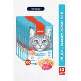 10lu Yetişkin Kedi Yaş Maması Ton Balıklı Premium Kalite 10 x 70 gr