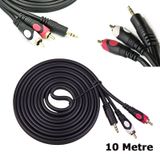 10m Stereo to 2 RCA Ses Kablosu - Özel Bakır Seri - 10 Metre