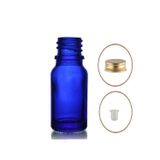 10ML Mavi Şişe Sarı Metal Düz Kapaklı, 12 Adet, Cam Şişe, Esans Şişesi, Yağ Şişesi, Kozmetik Şişesi