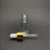 10ML Şeffaf, Cam Şişe, 12 Adet, Cam Damlalıklı, Ecza Şişesi, Propolis Şişesi, Gold Kapak Beyaz Emzik