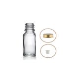 10ML Şeffaf Şişe Sarı Metal Düz Kapaklı, 24 Adet, Cam Şişe, Esans Şişesi, Yağ Şişesi, Kozmetik Şişesi