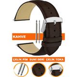 10mm-12mm-14mm-16mm-18mm-20mm-22mm-24mm-26mm saatlerle uyumlu klasik model deri saat kordonu kayışı al11db-kahve - 18 mm - Kahverengi