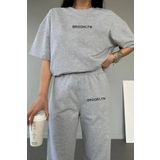 10star Kadın Brooklyn Baskılı Sweatshirt Alt Üst Eşofman Takımı