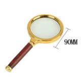 10x 90mm El Büyüteç Sökülebilir Vidalı Yapay Maun Ağacı Sap Hd Cam Lens