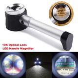 10x Optik Ölçekli Metal El Büyüteç Cam Lens 3 Led Işıklı Fermuarlı Eva Çantalı