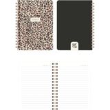 10X14 cm Spiralli Çizgili Karton Kapak 3'lü Defter Seti Leopar Desenli - Ahşap - Seçenek 1