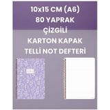 10x15 Cm A6 80 Yaprak Çizgili Karton Kapak Telli Not Defteri