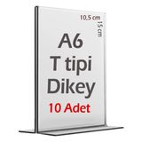 10x15 cm A6 T-Tipi Dikey Şeffaf Pleksi Föylük fiyatlık Menü Broşürlük Etiketlik Kafe Restorant beyaz eşya mobilya mağazalar için sunumluk (10 Adet)