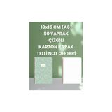 10X15 cm (A6) Yeşil Renkli 80 Yaprak Çizgili Karton Kapak Telli Not Defteri