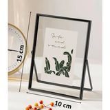 10X15 cm Siyah Metal Çerçeve! Şık Dekoratif Fotoğraf Çerçevesi! Ayaklı Çift Camlı Çerçeve