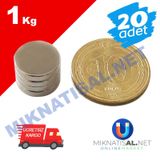 10X2Mm Silindir Disk Güçlü Neodyum Mıknatıs 20 Adet