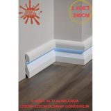 11.5Cm X 240Cm Polimer Lake Beyaz Ledli Süpürgelik Salon Ev Ofis Koridor Çıta Parke Süpürgelik