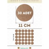 11 cm Çap 30 Adet Supla Amerikan Servis Runner MDF Duralit Magnet Altı Ahşap 3 mm (2,7 mm) Kalınlık