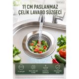 11 Cm Paslanmaz Çelik Lavabo Süzgeci Mutfak Evye Gider Süzgeci Tıkanıklık Önleyici İnce Çöp Tutucu