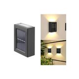 11 cm Solar Çift Taraflı Duvar Aplik Lambası 4 Ledli Sarı Işık Güneş Enerjili Bahçe Dekoratif Lamba