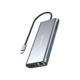 11 in 1 USC-C Hub Çoğaltıcı, Hızlı Veri Aktarımı, 4x Usb Girişi, 1x Type-C, 1x Ethernet, 1x 3.5 mm Jack, 4K HDMI ve TF/SD Kart Girişi, Alüminyum Kasa, Fonksiyonel Yapı