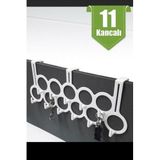 11 Kancalı Çok Amaçlı Kapı Arkası Askısı 48 cm Fular Eşarp Kravat Elbise Pantalon Ceket Askısı Beyaz