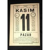 11 Kasım 1979 Pazar Büyük Saatli Maarif Takvimi Yaprağı (Sahafiye Kitap)