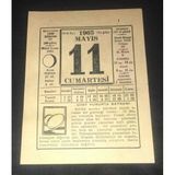 11 Mayıs 1963 Cumartesi Takvim Yaprağı (Sahafiye Kitap)