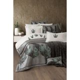 11 Parça Battaniyeli Çeyiz Seti - Tafta Yatak Örtüsü & Nevresimli Çeyiz Takımı-Peludo-Turkuaz - 240 x 260 cm