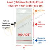 11 X 25 Cm (Kapalı Hali 11 X 15 Cm) 100 Adet Askılı Poşet - Meksika Şapkalı Vitrin