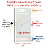11 X 35 Cm (Kapalı Hali 11 X 25 Cm) 100 Adet Askılı Poşet - Meksika Şapkalı Vitrin