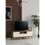 110 CM MDF MEBRAN KAPAK TV SEHPASI BAROK CEVİZ - KREM