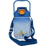 1100ML Pipetli/pipetsiz Kullanım Sevimli Hayvanlar Desenli Kulplu Askılı Tritan Su Matara (Lacivert) - 230 ml