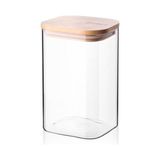 1100ML Sızdırmaz Vakumlu Bambu Kapaklı Borosilikat Cam Kavanoz – Hava Geçirmez & Dayanıklı Gıda Saklama Kabı (10CM x 17CM) - 0 Siyah - Option-1