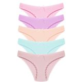 1101 Bikini Kadın T. Dantelli Külot Paketi, V10- Pembe, Lila, Somon, Mint, Vizon, L