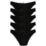 1101 Bikini Kadın T. Dantelli Külot Paketi, V16- Siyah, L