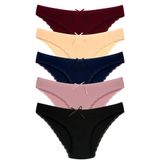 1101 Bikini Kadın T. Dantelli Külot Paketi, V31- Bordo,Ten,Lacivert,Vizon,Siyahtır., M