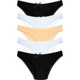 1101 Bikini Kadın T. Dantelli Külot Paketi, V32- Siyah,Beyaz,Ten, XL
