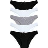 1101 Bikini Kadın T. Dantelli Külot Paketi, V33- Siyah,Beyaz,Gri, XL