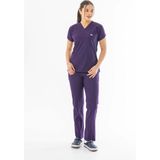 112 Giyim Likra Yarasa Kol Doktor Hemşire Forması Alt Üst Takım Füme Gri (LYRS1006) - Patlıcan Moru - 2XL
