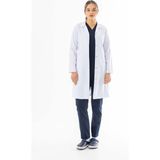 112 Giyim Spor Yaka Uzun Boy Kadın Doktor Önlüğü Alpaka Kumaş Beyaz (BKO007) - 2XL
