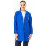 112 Giyim Spor Yaka Uzun Kol Kadın Personel Önlüğü Alpaka Kumaş Pembe (RNK111) - Saks Mavisi - 3XL