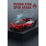 1:12 Ölçek 8 Fonksiyonlu Bugetti Chiron Tasarımlı Duman Efektli Uzaktan Kumandalı Yarış Arabası KIRMIZI
