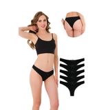 1130 Brazil Dantelli Kadın Külot Paketi, V2- Siyah, L-XL