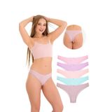 1130 Brazil Dantelli Kadın Külot Paketi, V7- Pembe, Lila, Somon, Mint, Vizon, L-XL