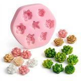 1134- Silikon Kalıp Mum Kalıbı - 7Li Mini Sukulent Kaktüs