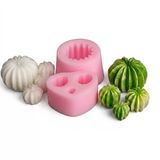 1136 - Silikon Kalıp Mum Kalıbı - Kaktüs 4'Lü Set