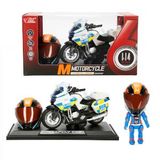 1:14 Sesli ve Işıklı BMW Die Cast Çek Bırak Motosiklet - Mavi Motor-Turuncu Kask