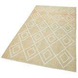 114x207 cm Geometrik Halı Bej Geometrik Yün El Dokuma Modern Geometrik Etnik Eskitme Desenli Boho Oturma Odası Salon Yolluk Koridor Mutfak Halısı