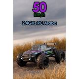 1:16 50 Km Hız Yapan Metal Iç Aksam Rc Araba 2.4ghz Şarjlı 4x4 Uzaktan Kumandalı Araba - Siyah