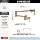 1165Lf Duvar Askısı Double Griff Pot Filler Musluk Dual Swing J, 1165Lf-Cz