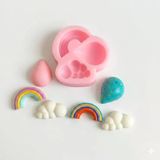 1182 - Silikon Kalıp Mum Kalıbı - Gökkuşağı, Balon, Bulut