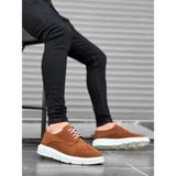 11boa BA0003 Bağcıklı Süet Klasik Taba Beyaz Yüksek Taban Casual Erkek Ayakkabı - Karışık